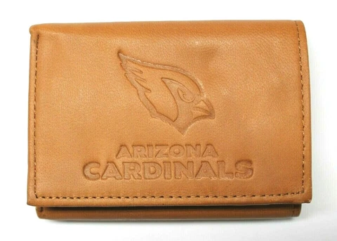 Arizona Cardinals NFL Leather Embossed Trifold Wallet by Rico -Brown Cover