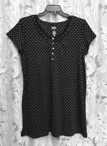 L CROFT & BARROW ULTRA SOFT STRETCH POLKA DOT KNIT GOWN NIGHTGOWN SLEEPSHIRT NEW - Picture 1 of 4
