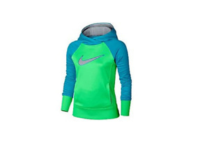 Nike Little Girls' Therma-Fit Hoodie Green/Blue/Grey Size XS