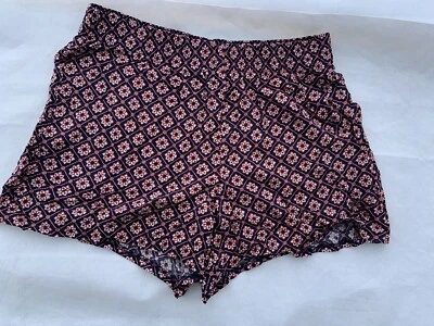 shorts papaya size 12 blue geo print wide leg viscose womens - Image 1 of 4