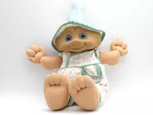 Vintage ACE Novelty Treasure Trolls Doll 12" Jeweled 1991 Blue Eyes Blue Hair - Picture 1 of 9