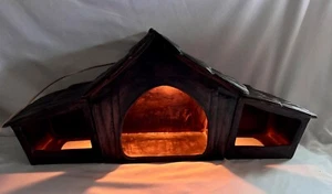 VTG  Atlantic Mold Large 3 Piece Lighted Ceramic Nativity Barn Manger Stable - Picture 1 of 15