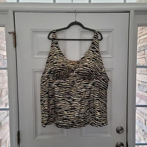 Swimsuits For All Size 32 Swim Top Animal Print White Gold Brown Black NWT - Picture 1 of 8