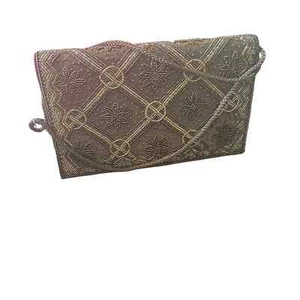 Valerie Stevens Gold/Brown Beaded Vintage Evening Bag Purse - Picture 1 of 8