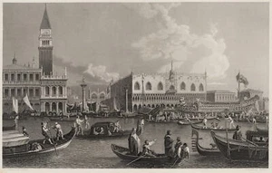 ALLEN (*1803) nach CANALETTO (*1697), Dogenpalast und Bucintoro in Venedig, um 1 - Bild 1 von 5