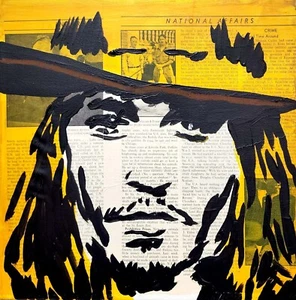 CORBELLIC EXPRESSIONISM 12X12 JOHNNY DEPP HANDMADE SIGNED COLORFUL ART PAINTING - Picture 1 of 9