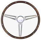 Steering Wheel 15" Wood Hardwood Walnut 3 Stainless Steel Spokes 15"