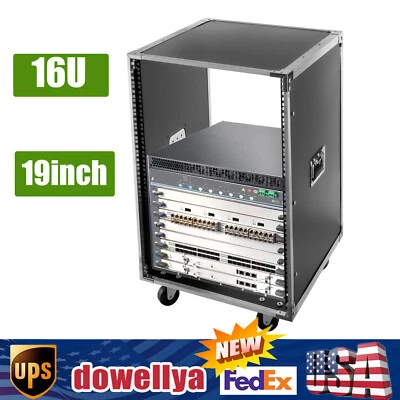 16U Server Rack Open Frame Rolling Network Data Rack 19 inch w/ Casters 4 Post! - Image 1 of 4