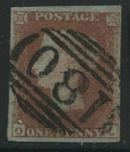 1841 1d OL Plate 103 struck by a crisp Chester numeral 180, 4 margins (40) - Picture 1 of 1