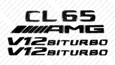 Set Gloss Black Emblem Logo Letters for Mercedes-Benz V12 Biturbo AMG CL65 C216 - Image 1 of 4