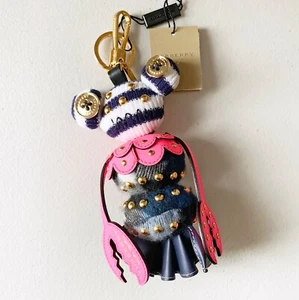 $395 Burberry Hugo The Lobster Studded Leather Bag Charm Stuffed Animal Key Ring - Picture 1 of 6