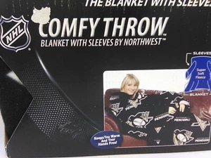 New Penguins NHL Fleece Comfy Throw Blanket w/ sleeves by Northwest - Picture 1 of 2