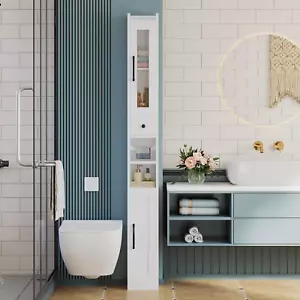 Tall Bathroom Cabinet with Drawer and Door, 71" H Slim Freestanding Narrow Stora - Picture 1 of 12