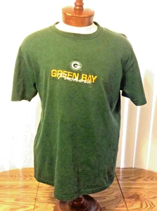 Green Bay Packers Lee Sport VTG T Shirt Green Spellout Logo Large Cotton - Picture 1 of 7