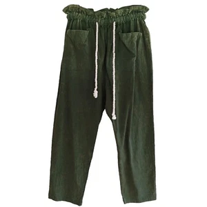 Pantaloni Goldie Lew taglia S verde oro lavaggio acido pull on corda cintura sacchetto di carta nuovi con etichette - Foto 1 di 7