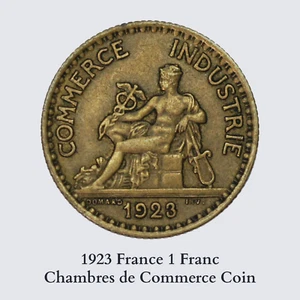1923 France 1 Franc Chambres de Commerce Coin - Vintage French Token#52 - Picture 1 of 2