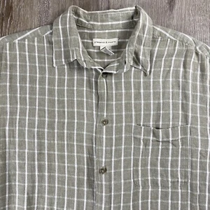 Vtg Preswick & Moore Linen Blend Short Sleeve Shirt Men's L Beige Gingham Plaid - Imagen 1 de 16
