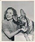JOYCE REYNOLDS German Shepherd Dog CANDID Vintage 1946 McCarty Warner Bros Photo