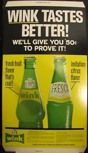 Wink Tastes Better ! Than Fresca Easel Back Sign C-4206 1969's 12" x 22" - Picture 1 of 3