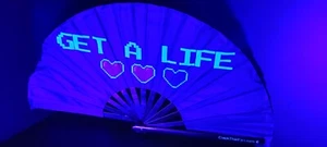 Get a life 14" UV glow bamboo clack fan for parties circuit - Picture 1 of 3