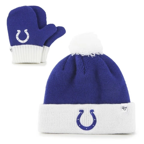 Infant Knit Indianapolis Colts Hat and Mittens Set Cover