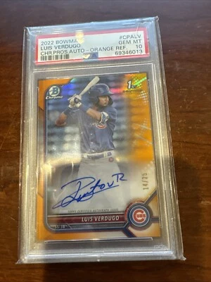 2022 Bowman Chrome Luis Verdugo Orange Refractor  ROOKIE AUTO /25 PSA 10 Cubs - Image 1 of 2