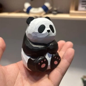 Home Desktop Wooden Panda Statue Vivid Appearance Animal Figurine for Family - Picture 1 of 14