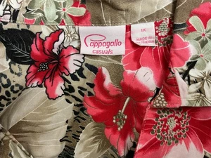 Pappagallo Damen Größe 1X Bluse Oberteil geknöpfte Ärmel geblümt beige rot rosa schwarz - Bild 1 von 5