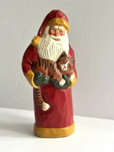 Vtg House Of Hatten Santa With Striped Cat Figurine By Susan M Smith 5.75” Tall - Picture 1 of 11