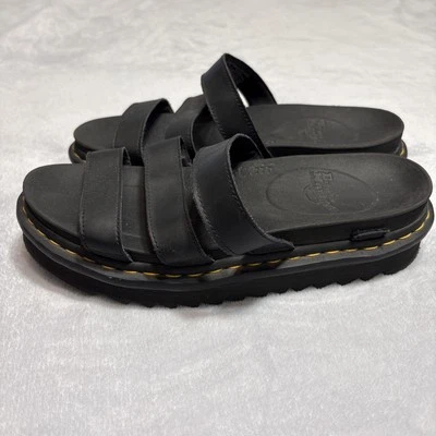Dr. Martens Blaire Sandals Womens 10 Strappy Slide On Doc Matte Black SoftWair - Image 1 of 4