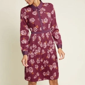 ModCloth Just My Typist Floral Pleated Long Sleeve Shirt Mini Dress Plus Size 18 - Picture 1 of 16