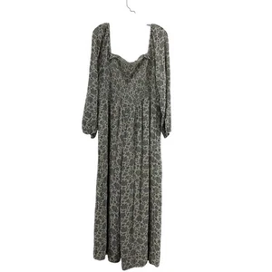 American Eagle Beige Paisley Smocked Wide-Leg Jumpsuit Women XL Viscose Preowned - Picture 1 of 6