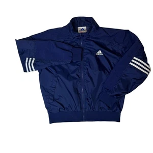 Giacca a vento Adidas vintage anni 90 full zip tre righe cappotto sportivo navy - Foto 1 di 9