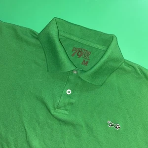 Vintage Retro Fox Men Medium Green Short Sleeve Knit Polo Shirt - Picture 1 of 6