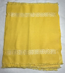 VINTAGE NAPKINS (6) YELLOW EMBROIDERED BAND 11.5 X 12.5 inches EUC - Picture 1 of 3