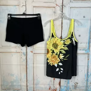 B2prity Women Tankini Set Plus Sz Swimwear Sunflower Printed Two Pc Boyshort - Picture 1 of 16