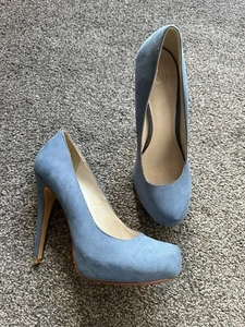 Womens Faith Stiletto Heels, Size 7, Suede Affect, Blue, EU 40, Bow, High Heel - Picture 1 of 7