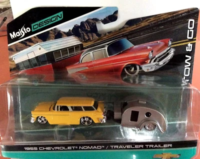 Chevrolet Nomad 1955 con remolque de viaje remolque y marcha modelo diecast 1/64 de Maisto- Foto 1 de 4