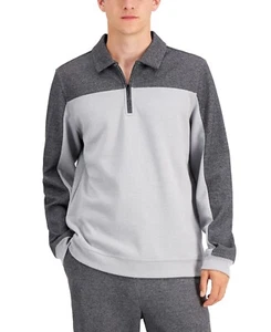 Alfani Men's Regular-Fit Colorblocked 1/4-Zip Sweatshirt Gray size Small - Picture 1 of 5