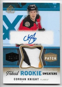 14/15 SP GAME USED ROOKIE INKED SWEATERS AUTOGRAPH PATCH Corban Knight #31/49