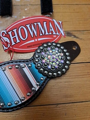 Showman Southwest Teal Serape Silver Conchos Spur correas de cuero damas talla Foto 1 de 4