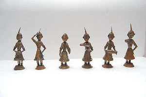 6 Pcs Vintage Copper Fine Quality Hand Crafted Doll Playing Tabla Figurine NH627 - Picture 1 of 7