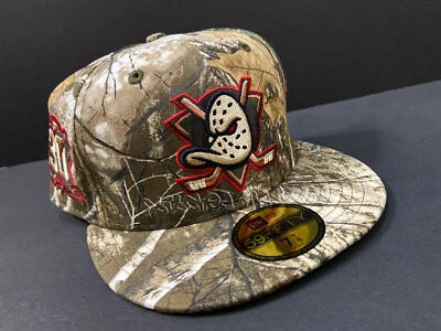 EXCLUSIVE ANAHEIM MIGHTY DUCKS FITTED HAT REAL TREE CAMO CLUB 30TH PATCH 7 1/8 - Image 1 of 4