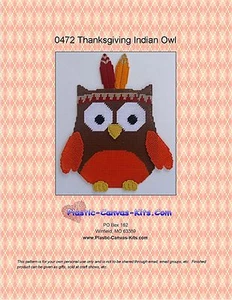 Thanksgiving Indian Owl-Plastic Canvas Pattern or Kit - Picture 1 of 1