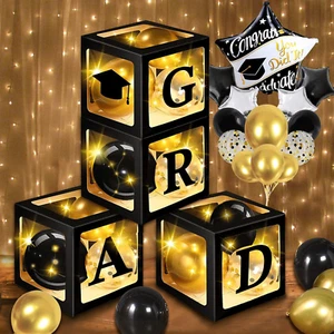 2025 Graduation Decorations Balloon Boxes Kit with 4 LED & 35 Decorative Balloon - Picture 1 of 12