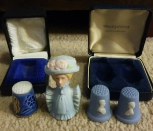 Wedgewood Jasperware Royal Wedding+Plate B&G 1978, Avon 1982 Thimbles - Picture 1 of 12
