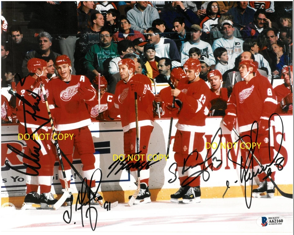 RUSSIAN 5 - DETROIT RED WINGS Signed 8x10 Reprint Photo FEDEROV FETISOV LARIANOV - Image 1 of 1