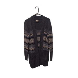 Sonoma Long Cardigan Sz Med Sweater Blue Cabincore Grandpa Boho Knit Office - Picture 1 of 9