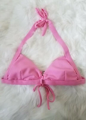 ZAFUL Textura Costilla Rosa Corte Alto descarado 2 Piezas Corbata Halter Bikini Traje de Baño Conjunto M Foto 1 de 4