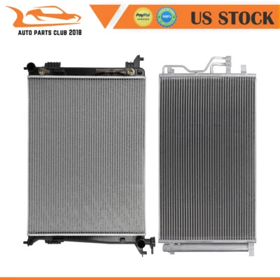 Radiator And AC Condenser Fits 2010-2015 Hyundai Tucson 2011-2016 Kia Sportage - Image 1 of 4